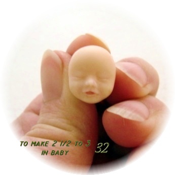 baby fairy face mold #32 , for a 2 1/2 to 3 inch baby
